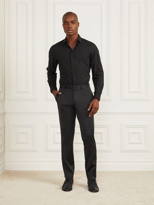 Guess Jacob Notched Cuff Shirt Zwart | GUESS-SN31130