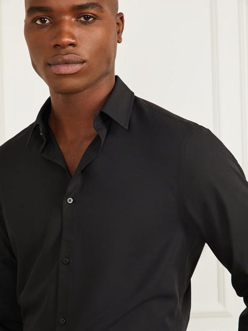 Guess Jacob Notched Cuff Shirt Zwart | GUESS-SN31130