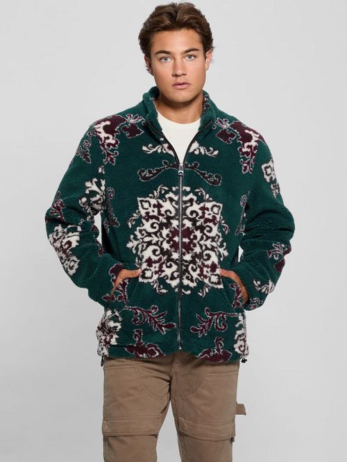 Guess Jacquard Sherpa Jacket Groen | GUESS-SN27905