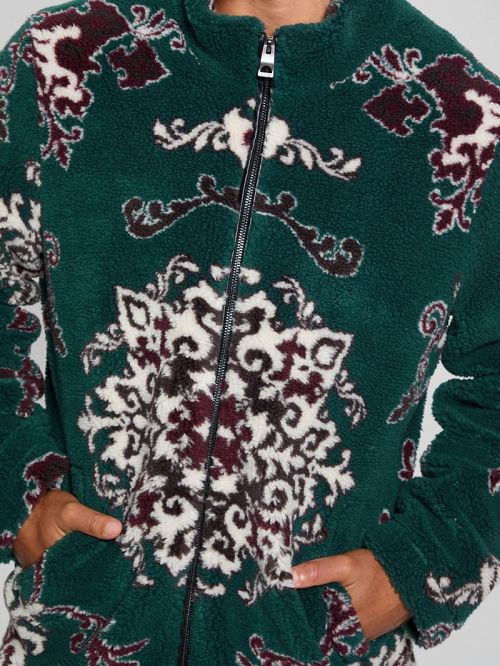 Guess Jacquard Sherpa Jacket Groen | GUESS-SN27905