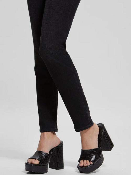 Guess Jadah Crocodile-Embossed Platform Heels Zwart | GUESS-SN29792