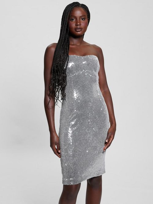 Guess Jamie Sequin Dress Zilver | GUESS-SN27035