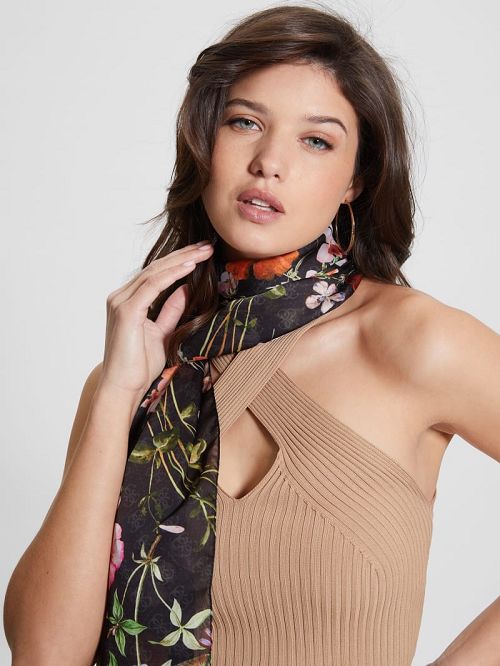 Guess Jannessa Floral Scarf Zwart | GUESS-SN30191