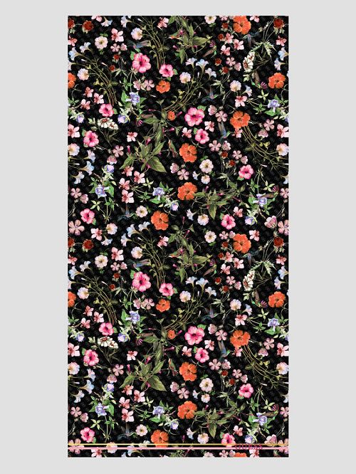 Guess Jannessa Floral Scarf Zwart | GUESS-SN30191