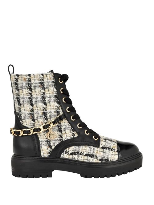 Guess Jellarda Tweed Chain Moto Boots Zwart | GUESS-SN29894