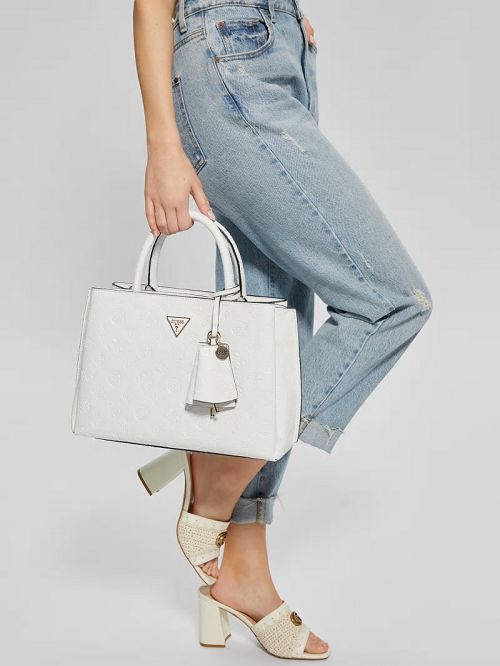 Guess Jena Elite Luxury Satchel Wit | GUESS-SN28715