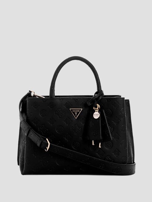 Guess Jena Elite Luxury Satchel Zwart | GUESS-SN28696