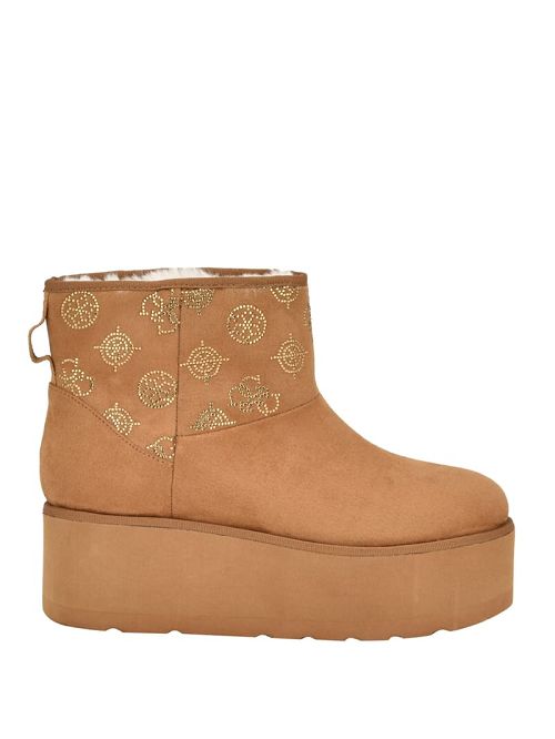 Guess Jilla Platform Faux-Suede Booties Beige | GUESS-SN29895