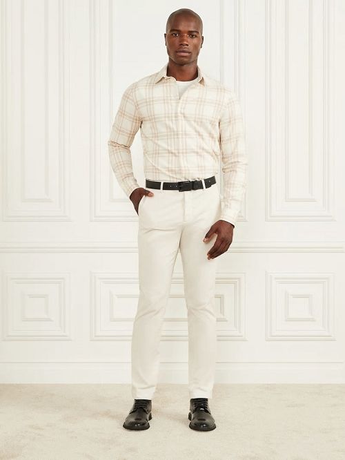 Guess Joe Plaid Shirt Beige | GUESS-SN31192