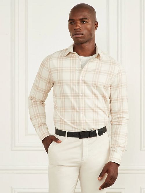 Guess Joe Plaid Shirt Beige | GUESS-SN31192