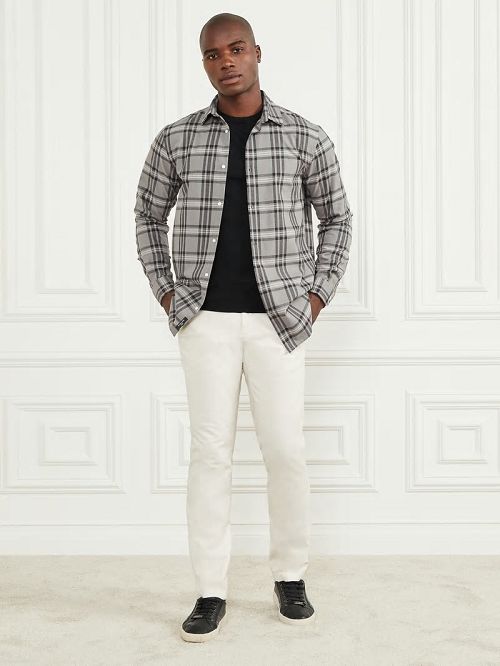 Guess Joe Plaid Shirt Zwart Wit | GUESS-SN31238