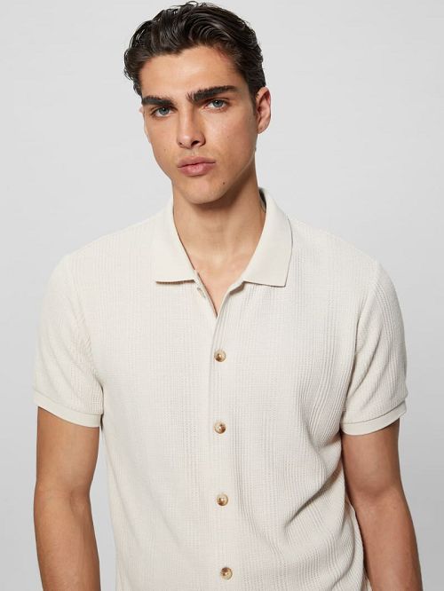 Guess Joshua Waffle Shirt Wit | GUESS-SN31320