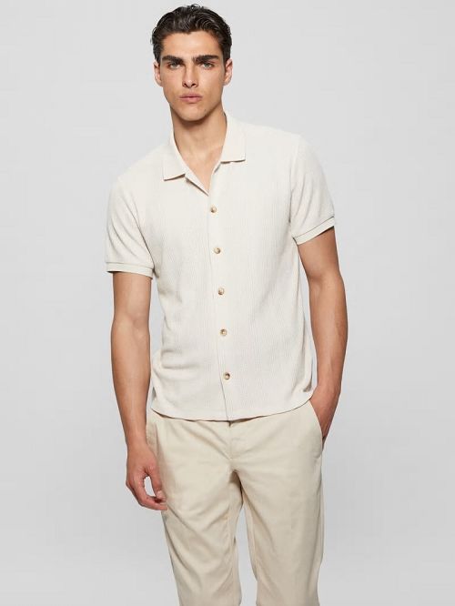 Guess Joshua Waffle Shirt Wit | GUESS-SN31320