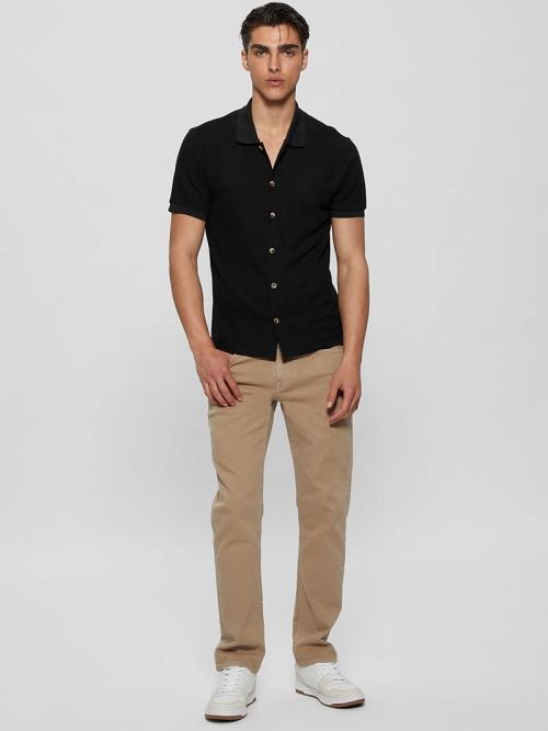 Guess Joshua Waffle Shirt Zwart | GUESS-SN31279