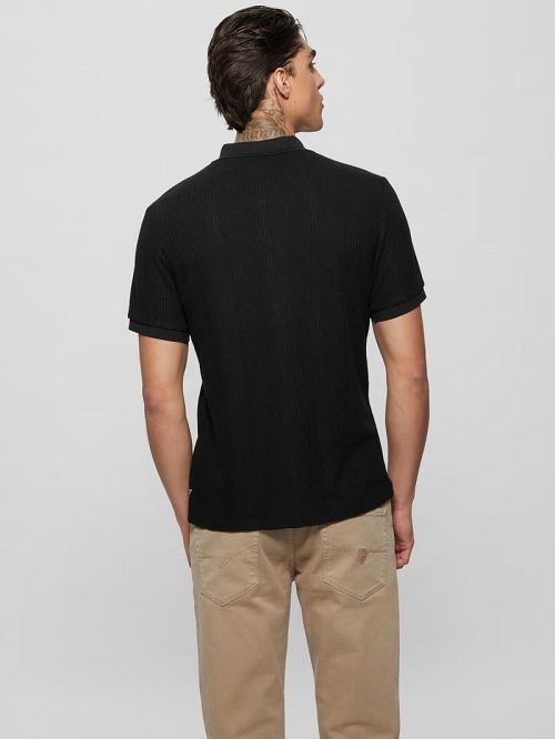 Guess Joshua Waffle Shirt Zwart | GUESS-SN31279