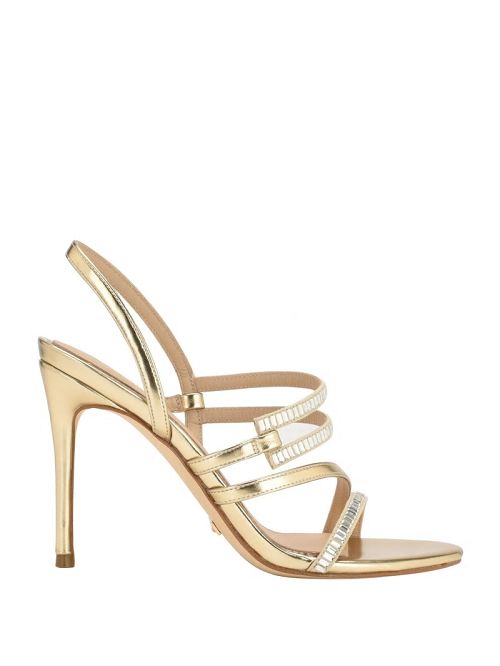 Guess Kaden Crystal Strappy Heel Goud | GUESS-SN29767