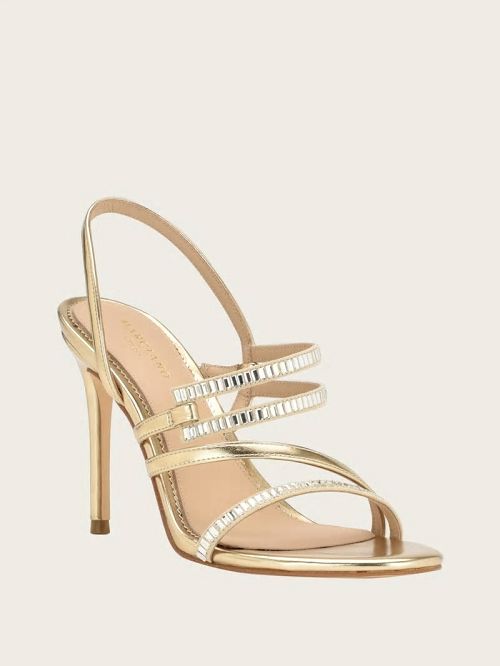 Guess Kaden Crystal Strappy Heel Goud | GUESS-SN29767