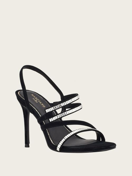 Guess Kaden Crystal Strappy Heel Zwart | GUESS-SN29759