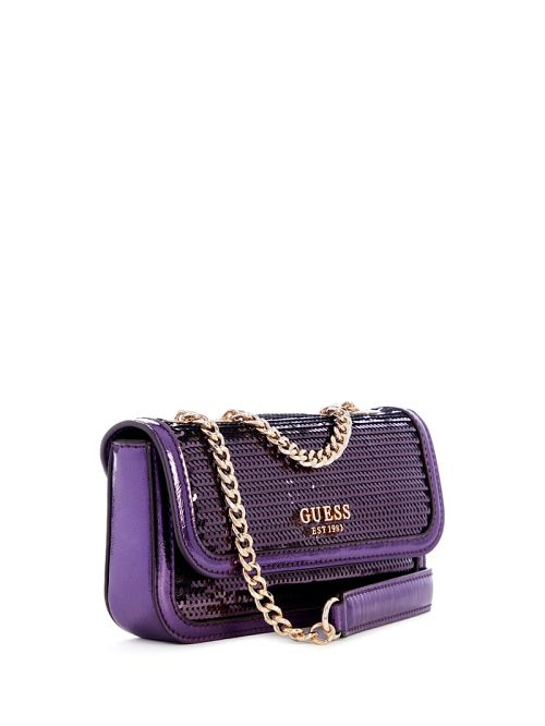 Guess Kaska Sequin Convertible Mini Crossbody Paars | GUESS-SN28818