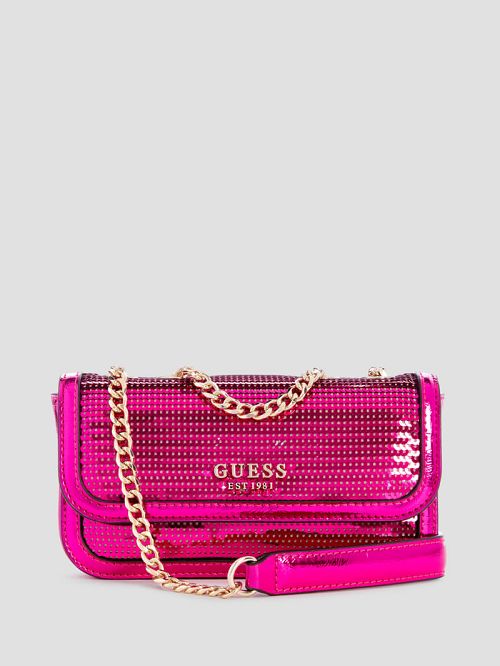 Guess Kaska Sequin Convertible Mini Crossbody Roze | GUESS-SN28881