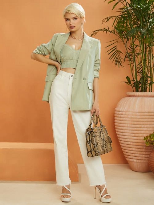 Guess Katey Snakeskin Luxury Satchel Groen | GUESS-SN29211