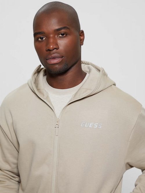 Guess Keid Zip-Up Hoodie Sweatshirt Beige | GUESS-SN31062