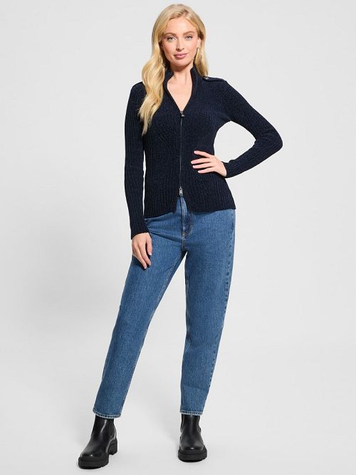Guess Keily Zip-Front Sweater Blauw | GUESS-SN27842