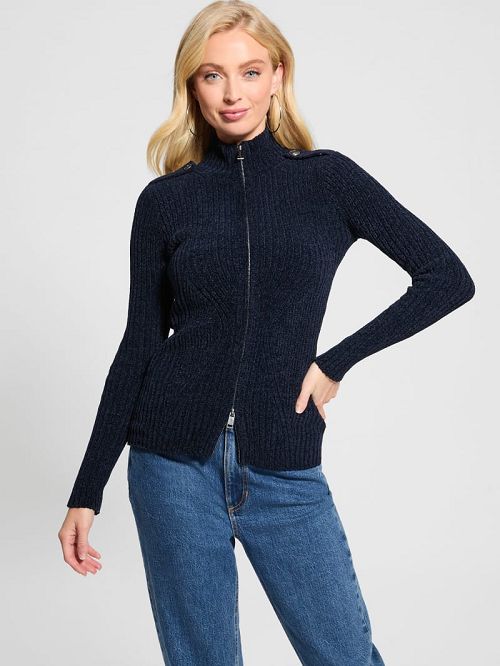 Guess Keily Zip-Front Sweater Blauw | GUESS-SN27842