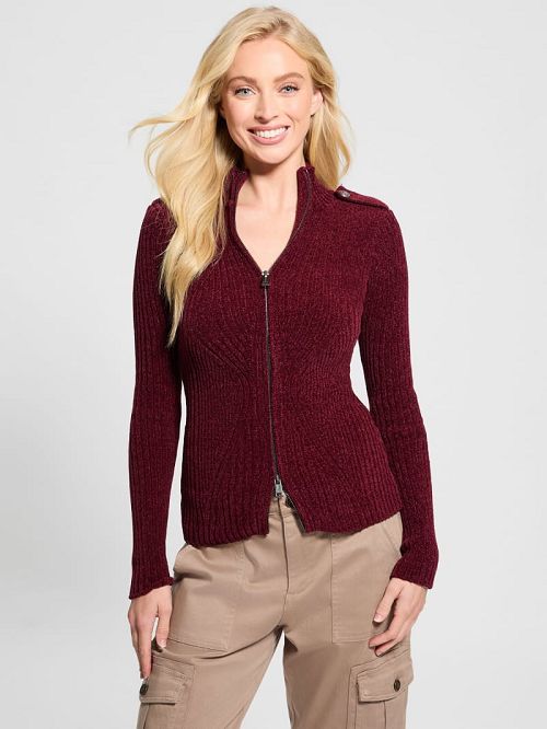 Guess Keily Zip-Front Sweater Rood | GUESS-SN27557