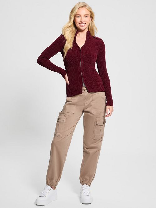 Guess Keily Zip-Front Sweater Rood | GUESS-SN27557