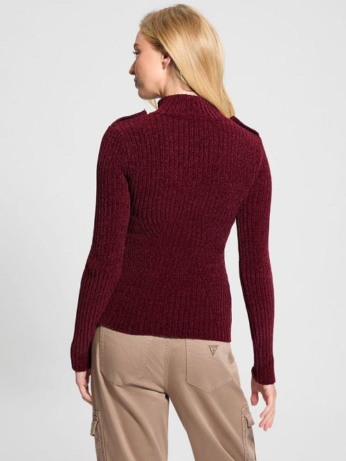 Guess Keily Zip-Front Sweater Rood | GUESS-SN27557