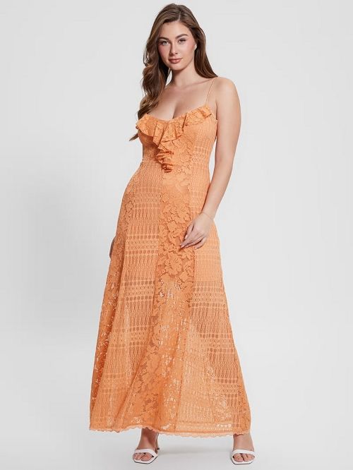 Guess Kellie Lace Maxi Dress Oranje | GUESS-SN26716