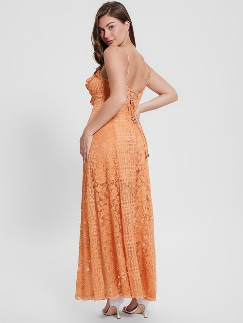 Guess Kellie Lace Maxi Dress Oranje | GUESS-SN26716