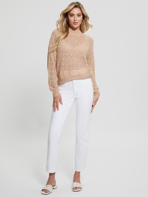Guess Kensley Open-Knit Sweater Beige | GUESS-SN27612