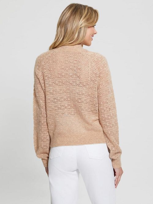 Guess Kensley Open-Knit Sweater Beige | GUESS-SN27612