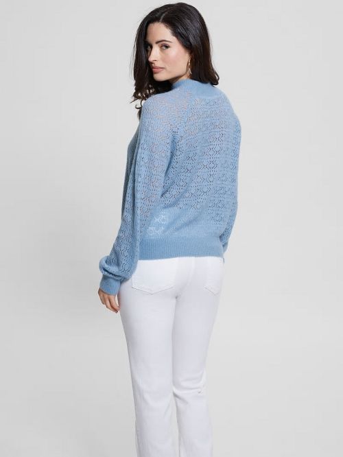 Guess Kensley Open-Knit Sweater Blauw | GUESS-SN27613