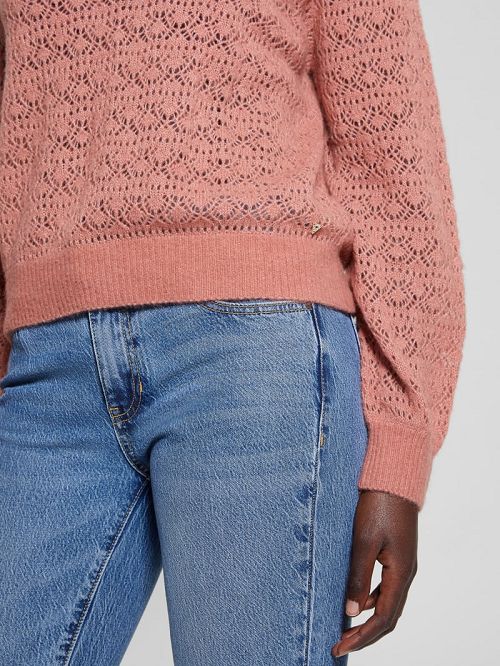 Guess Kensley Open-Knit Sweater Roze | GUESS-SN27854