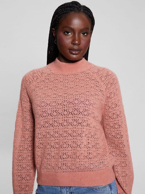 Guess Kensley Open-Knit Sweater Roze | GUESS-SN27854