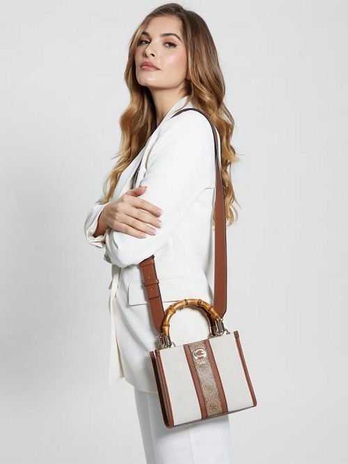 Guess Kerima Bamboo Mini Tote Beige | GUESS-SN29458