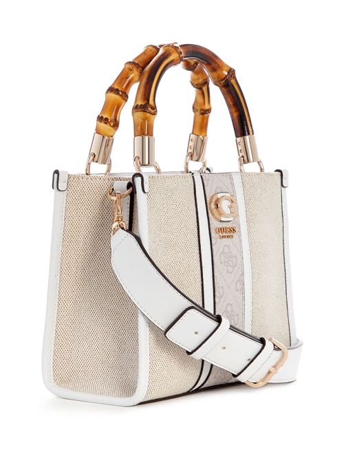 Guess Kerima Bamboo Mini Tote Wit | GUESS-SN28735