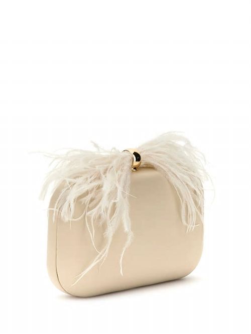 Guess Keyah Feather Top Clutch Wit | GUESS-SN28850