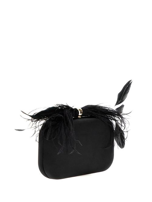 Guess Keyah Feather Top Clutch Zwart | GUESS-SN28831