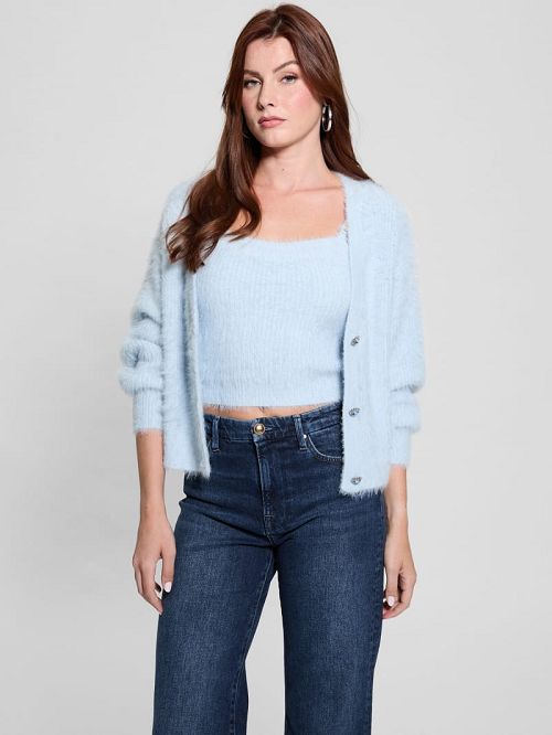 Guess Keyla Fuzzy Cardigan Blauw | GUESS-SN27258