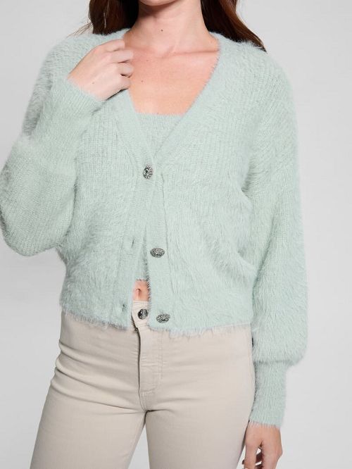 Guess Keyla Fuzzy Cardigan Groen | GUESS-SN27402