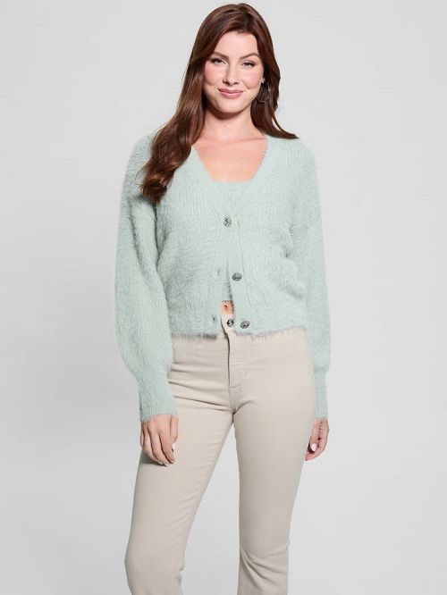 Guess Keyla Fuzzy Cardigan Groen | GUESS-SN27402