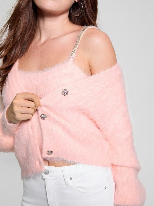Guess Keyla Fuzzy Cardigan Roze | GUESS-SN27242