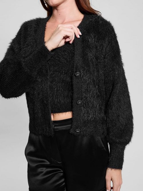 Guess Keyla Fuzzy Cardigan Zwart | GUESS-SN27767
