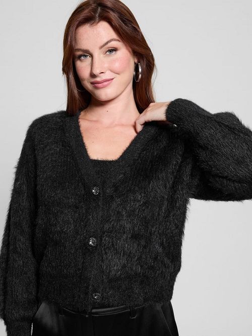 Guess Keyla Fuzzy Cardigan Zwart | GUESS-SN27401