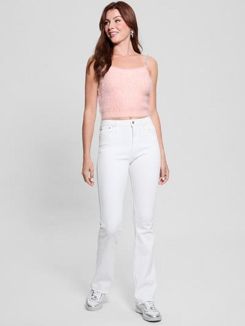 Guess Keyla Fuzzy Sweater Crop Cami Roze | GUESS-SN27742