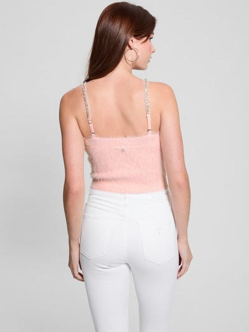 Guess Keyla Fuzzy Sweater Crop Cami Roze | GUESS-SN27742